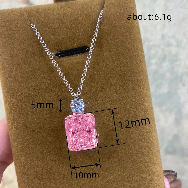 European and American sugar cube necklace peach blossom luck trend exquisite square pendant hot selling necklace