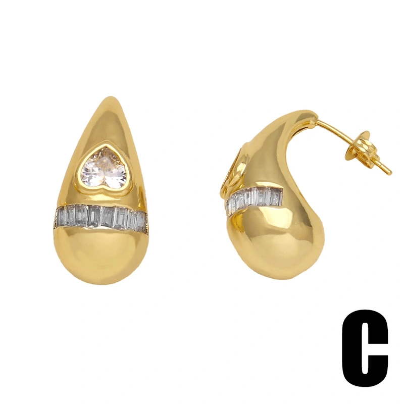 Hot selling love earrings versatile inlaid zircon gold-plated star water drop earrings earrings erv58