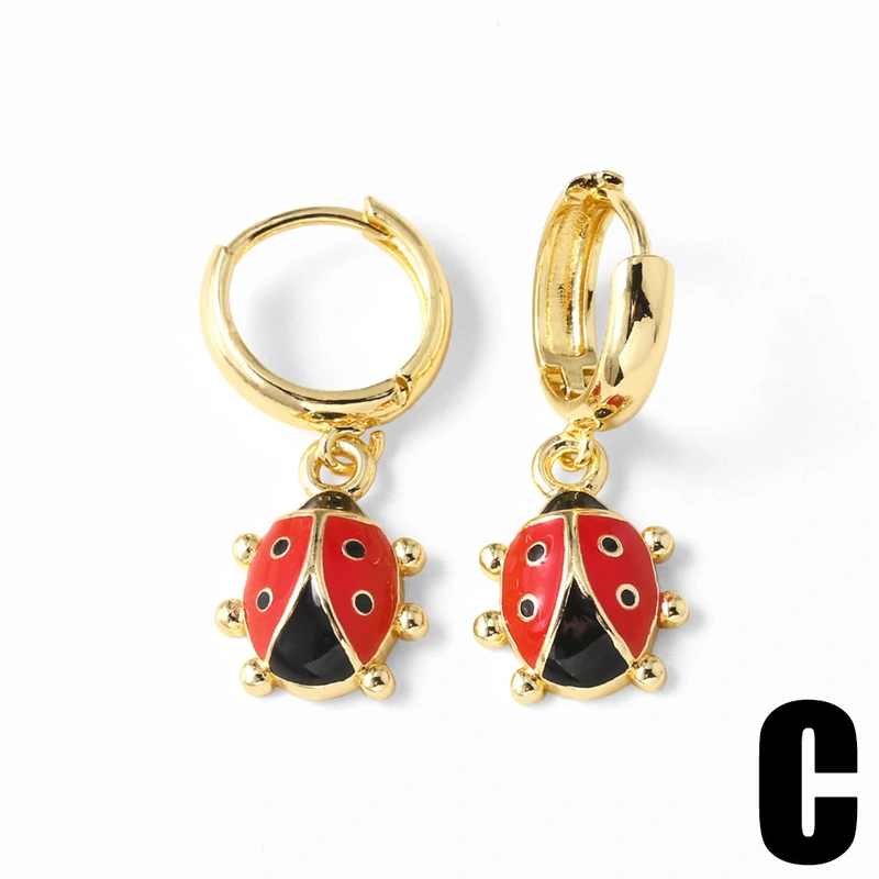 AS jewelry European and American hot-selling copper plated real gold fruit cherry insect pendant earrings earrings female era039