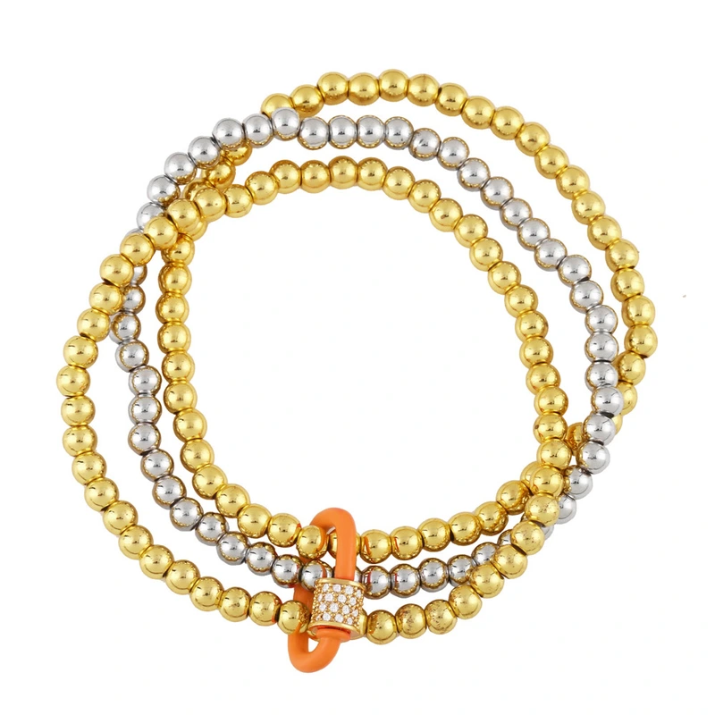 European and American jewelry creative personality fashion trend bracelet hip hop metal round bead multi-layer bracelet bre35