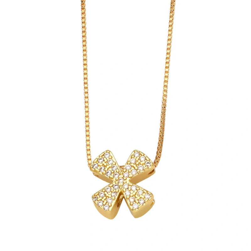 AS jewelry new arrival 26 English letters necklace gold-plated zircon inlaid hip-hop clavicle chain nkw61