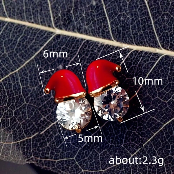 New Christmas earrings for autumn and winter Christmas simple earrings cute style Christmas hat earrings