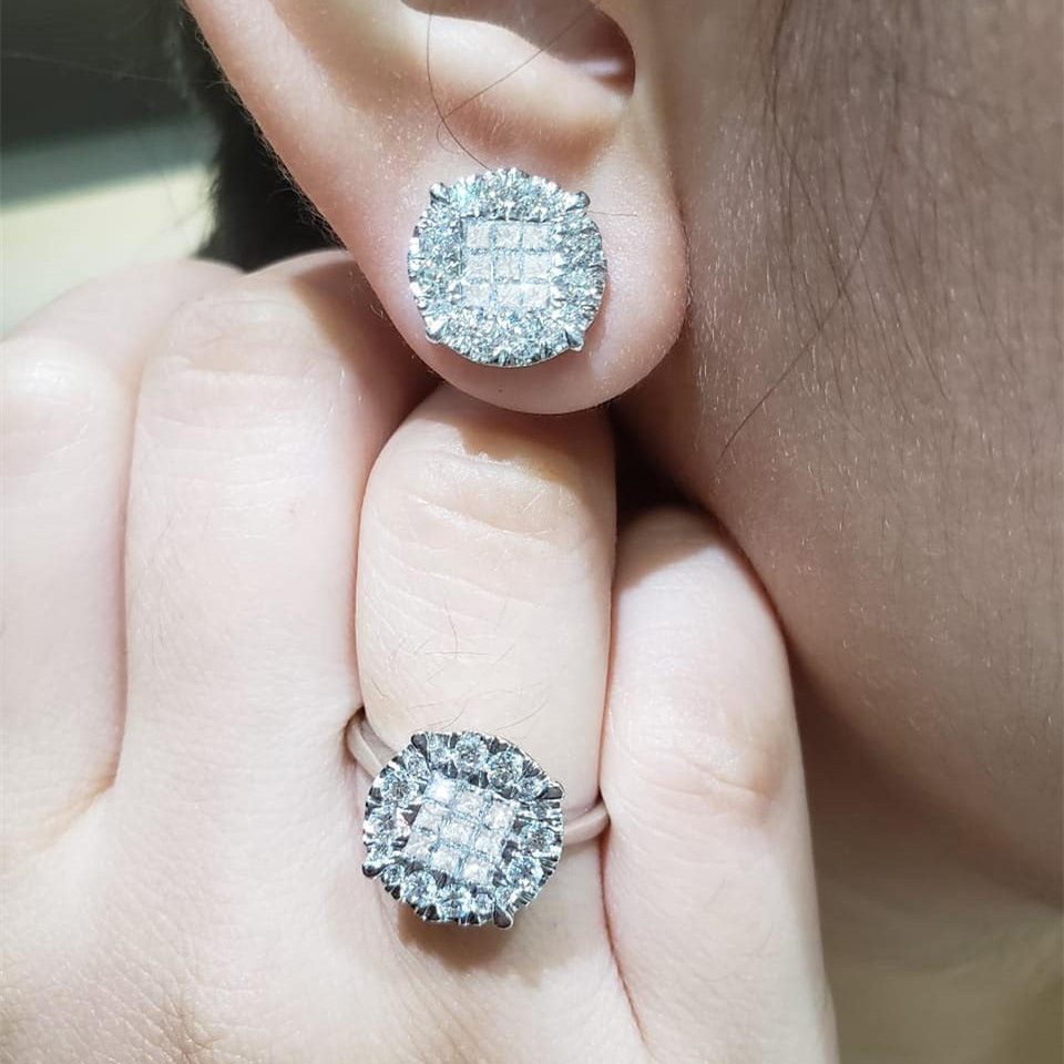 Special frosted zircon jewelry set niche design high-end heavy-duty temperament micro-inlaid earrings for women