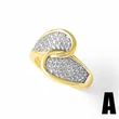AS jewelry two-color mixed mosaic zircon copper plated 18k gold irregular open ring riq97