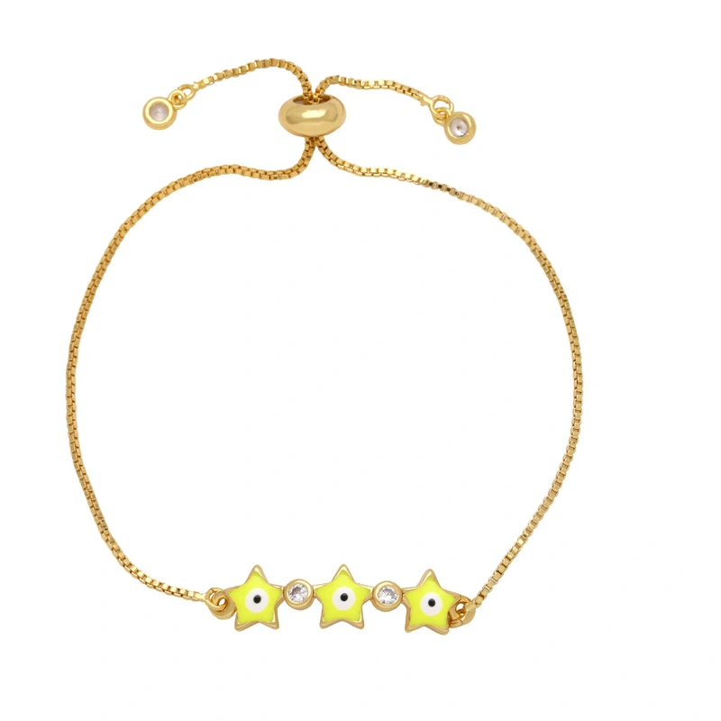 Clearance evil eye bracelet women's fashion simple oil drop pentagram eye adjustable bracelet brb02