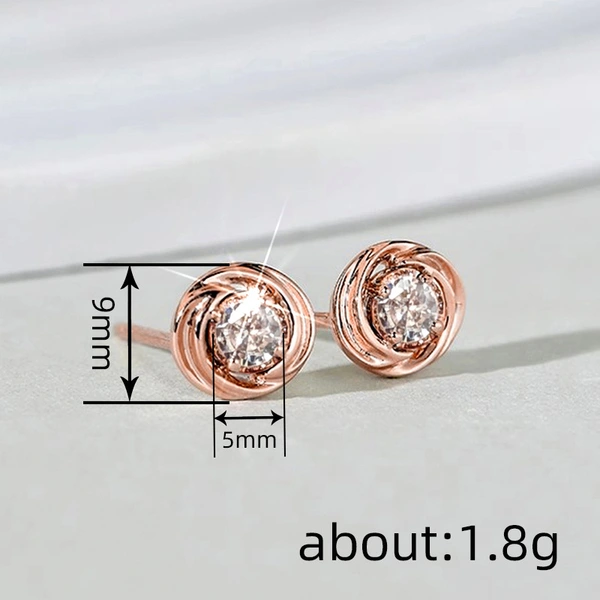 European and Korean inlaid zircon earrings for women, exquisite small round diamond earrings, daily matching whitening jewelry