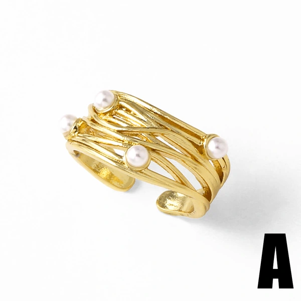 AS jewelry vintage pearl ring female copper plated 18k gold Madonna ring female riq52