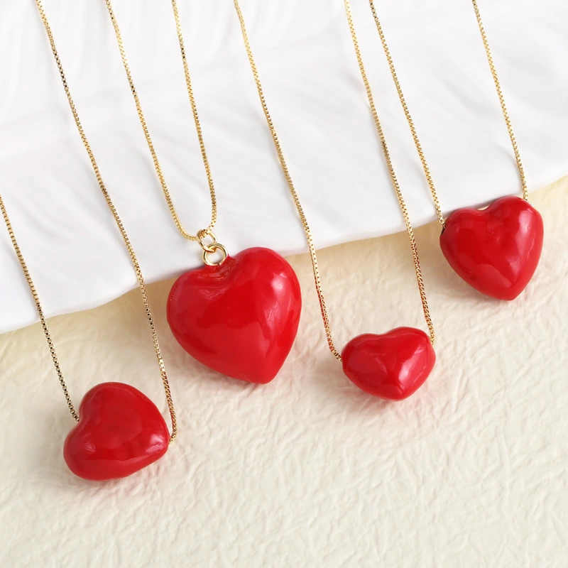 AS jewelry hot selling red heart shaped pendant necklace clavicle chain nkb216 necklace