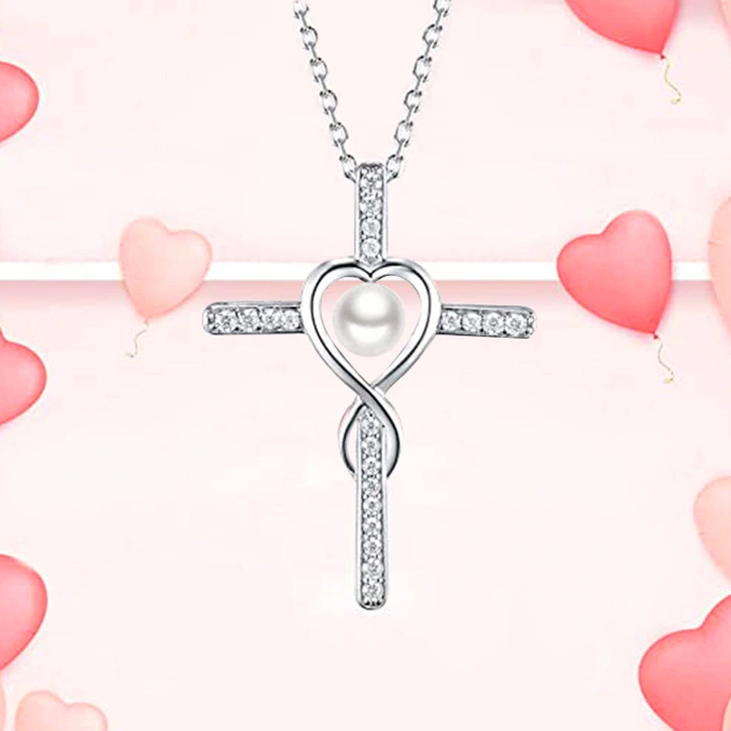 Creative hollow surround heart necklace imitation pearl high-end light luxury new jewelry manufacturer source