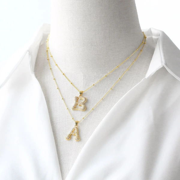 AS jewelry European and American new 26 English letters pendant necklace copper plated 18k gold clavicle chain nkb327