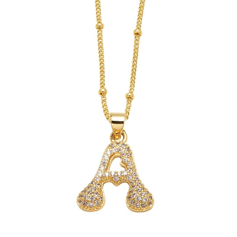 AS jewelry European and American new 26 English letters pendant necklace copper plated 18k gold clavicle chain nkb327