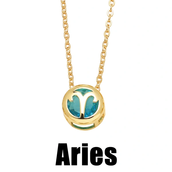 AS jewelry Europe and the United States hot selling twelve constellation necklace zircon double-sided hollow birthstone clavicle chain nkb794