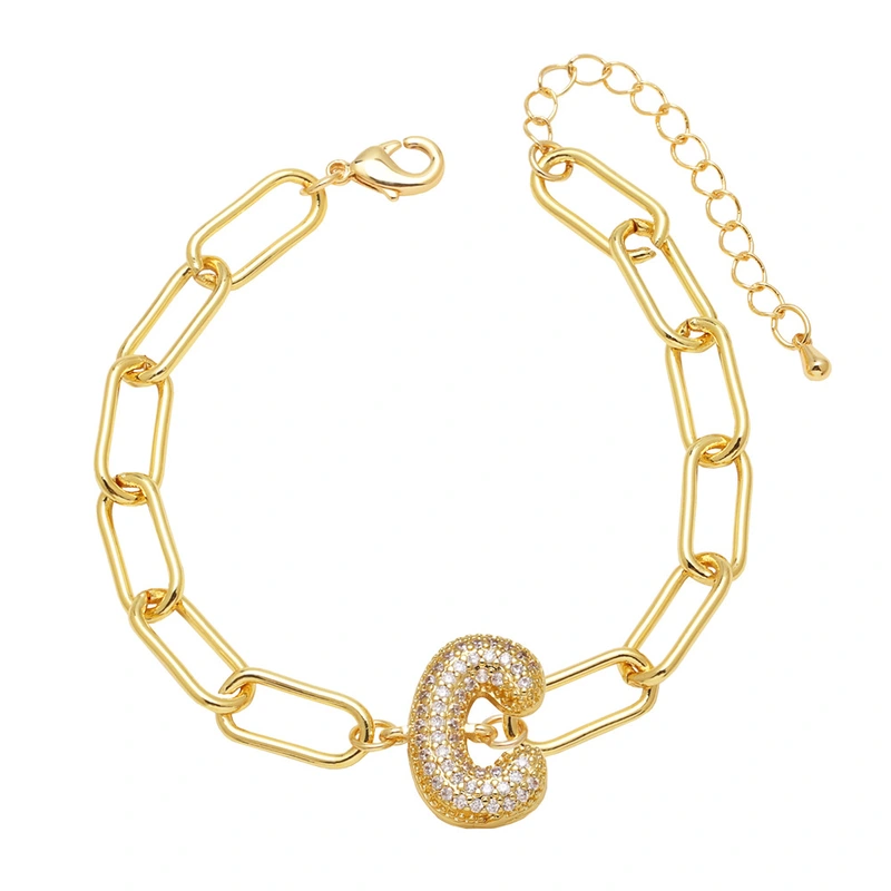 AS jewelry European and American hot-selling copper plated 18k gold zircon 26 English letters love bracelet jewelry brh51