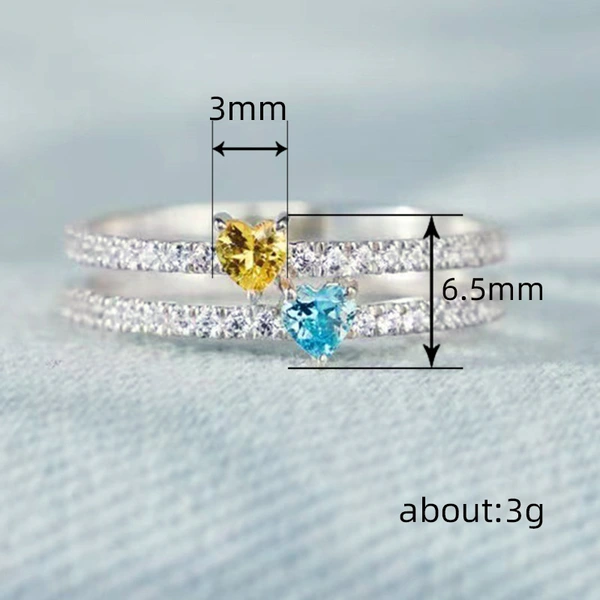European and American double-layer love ring female fashion personality commuter heart-shaped ring niche design jewelry