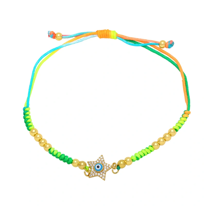 Clearance Star Pentagram Devil's Eye Bracelet Women's European and American Beaded Hand-woven Color Bracelet brh36