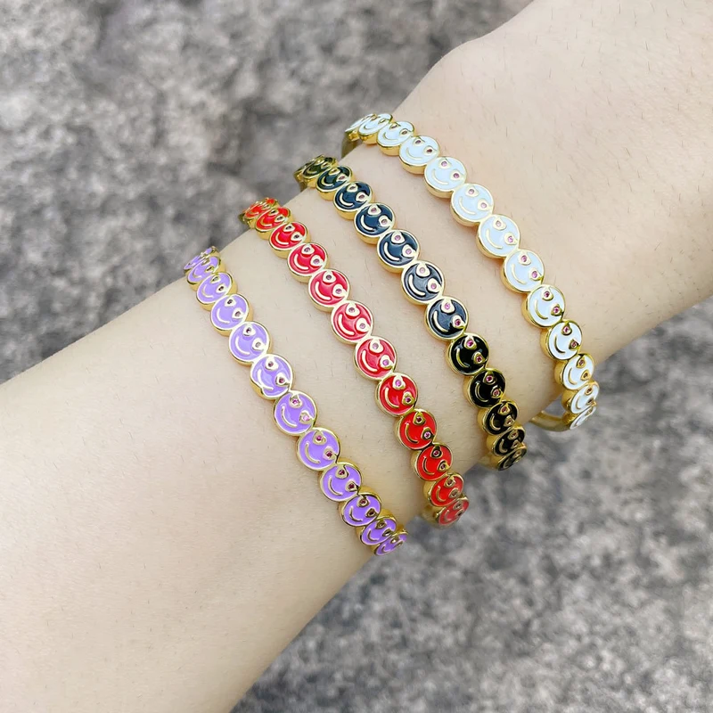 Clearance color oil drop smiley face bracelet personality niche design Internet celebrity student girlfriend bracelet brg26