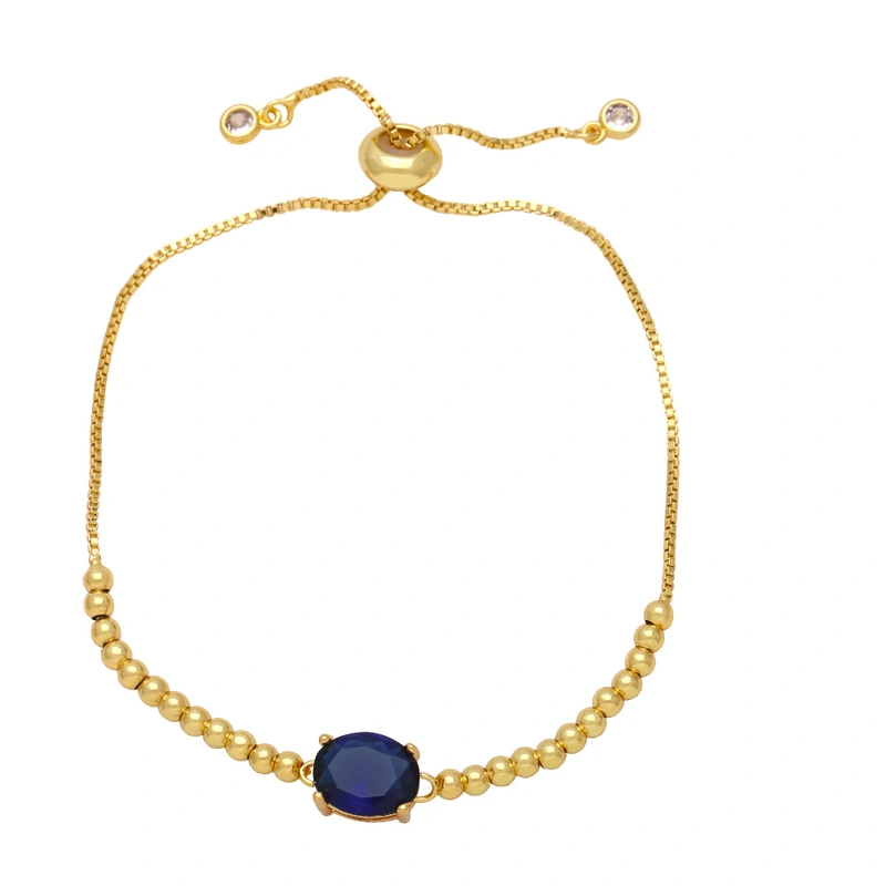 European and American INS fashion retro geometric oval zircon bracelet female pull-out adjustable round bead bracelet wholesale bre16