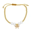 Clearance AS jewelry pearl bracelet gold-plated inlaid zircon bow pendant hand jewelry brd46