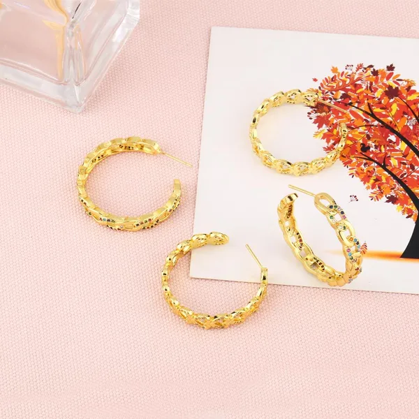 Clearance European and American earrings personality exaggerated large circle chain earrings street shot diamond earrings ery62