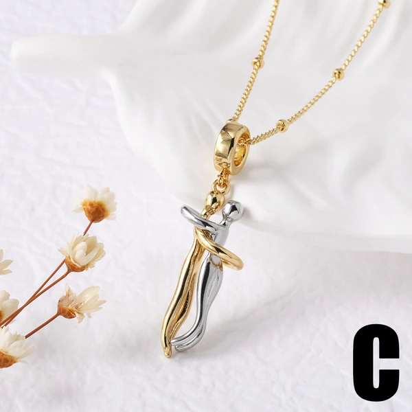 Jewelry European and American two-color couple dance pendant necklace glossy gold-plated clavicle chain nkz67 necklace