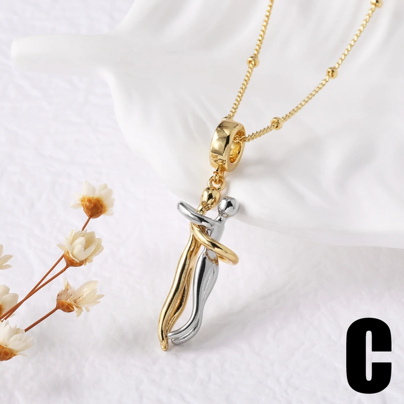 Jewelry European and American two-color couple dance pendant necklace glossy gold-plated clavicle chain nkz67 necklace