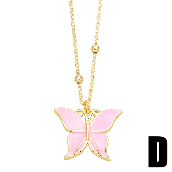 Internet celebrity simple oil drop heart butterfly pendant necklace European and American choker clavicle chain necklace nks93