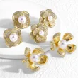 AS jewelry European and American copper plated real gold pearl flower inlaid zircon earrings earrings female erj92 earrings