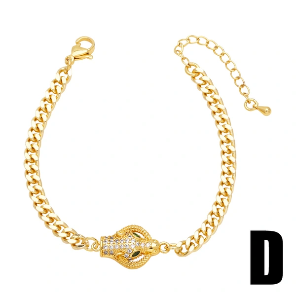 European and American jewelry exaggerated punk leopard bracelet niche light luxury inlaid zircon gold-plated hand jewelry bracelet brm33