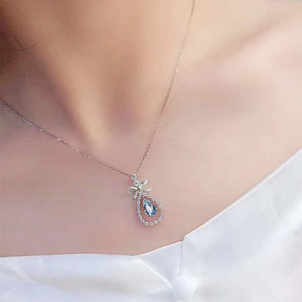 Korean style bow clavicle necklace exquisite cute women's necklace pendant simulation diamond water drop necklace wholesale