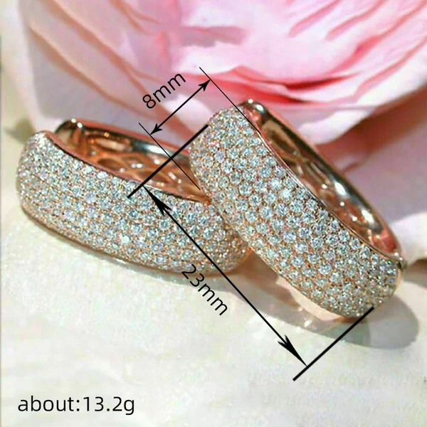  European and American circle geometric earrings for women, shiny micro-inlaid zircon earrings, light luxury style, fashionable and elegant earrings