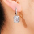 Imitation Moissanite new earrings high-end princess square diamond earrings celebrity Korean temperament evening party earrings female