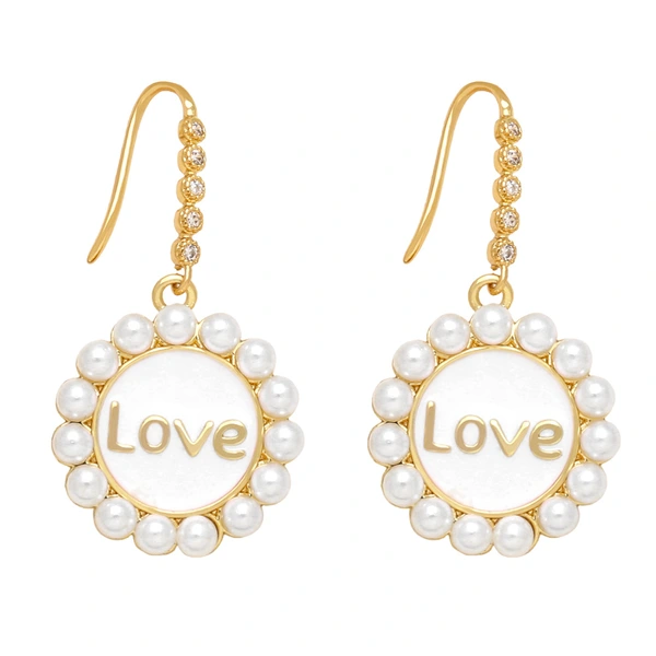 Clearance 2023 niche design personality micro-inlaid pearl Love earrings earrings versatile fashion earrings erq63