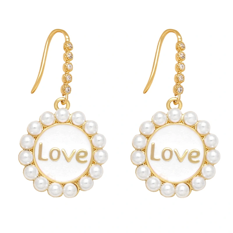 Clearance 2023 niche design personality micro-inlaid pearl Love earrings earrings versatile fashion earrings erq63