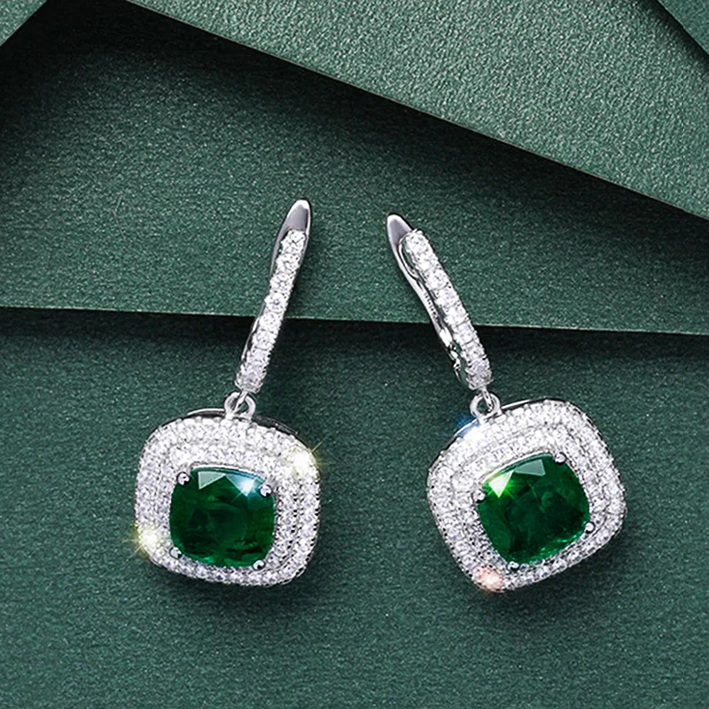 Live hot selling fashionable earrings Princess Fat Square new earrings light luxury high-end pendant earrings