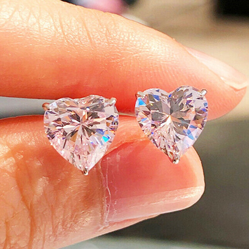 Hot selling fashion mini heart-shaped zircon earrings for women with love colored diamonds and multi-color earrings