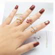 AS jewelry ring flower colored zircon ring copper plated real gold adjustable ring rin38