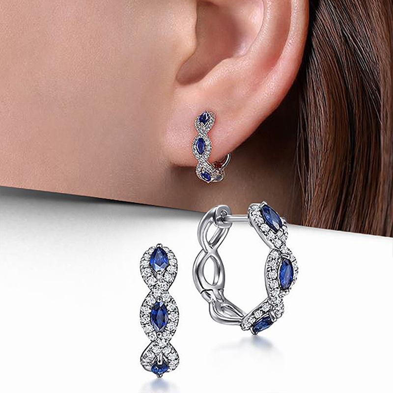 European and American light luxury inlaid zircon earrings for women exquisite banquet high-end earrings fashionable and elegant style