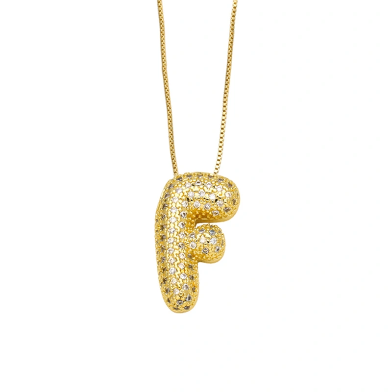 AS jewelry European and American 26 English letters necklace female full zircon copper plated 18k gold clavicle chain nka059
