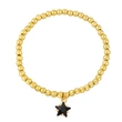 Clearance hot sale simple beaded gold elastic bracelet star five-pointed star zircon pendant bracelet brj79