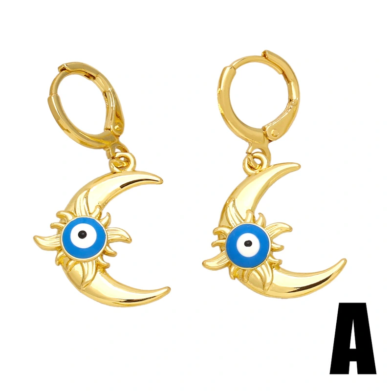 Hot selling devil eye earrings female niche personality European and American retro sun and moon earrings earrings ert45