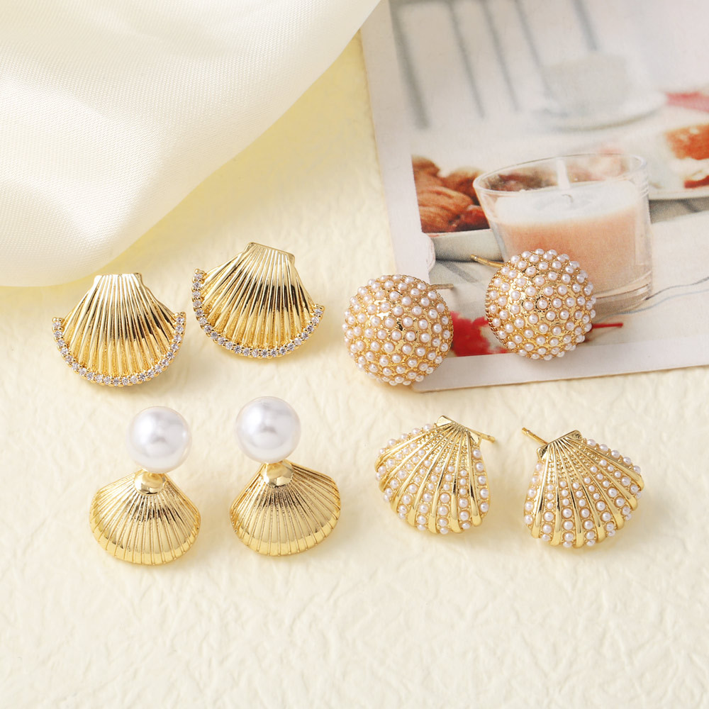AS jewelry inlaid pearl shell copper plated 18k gold earrings earrings earrings female era235