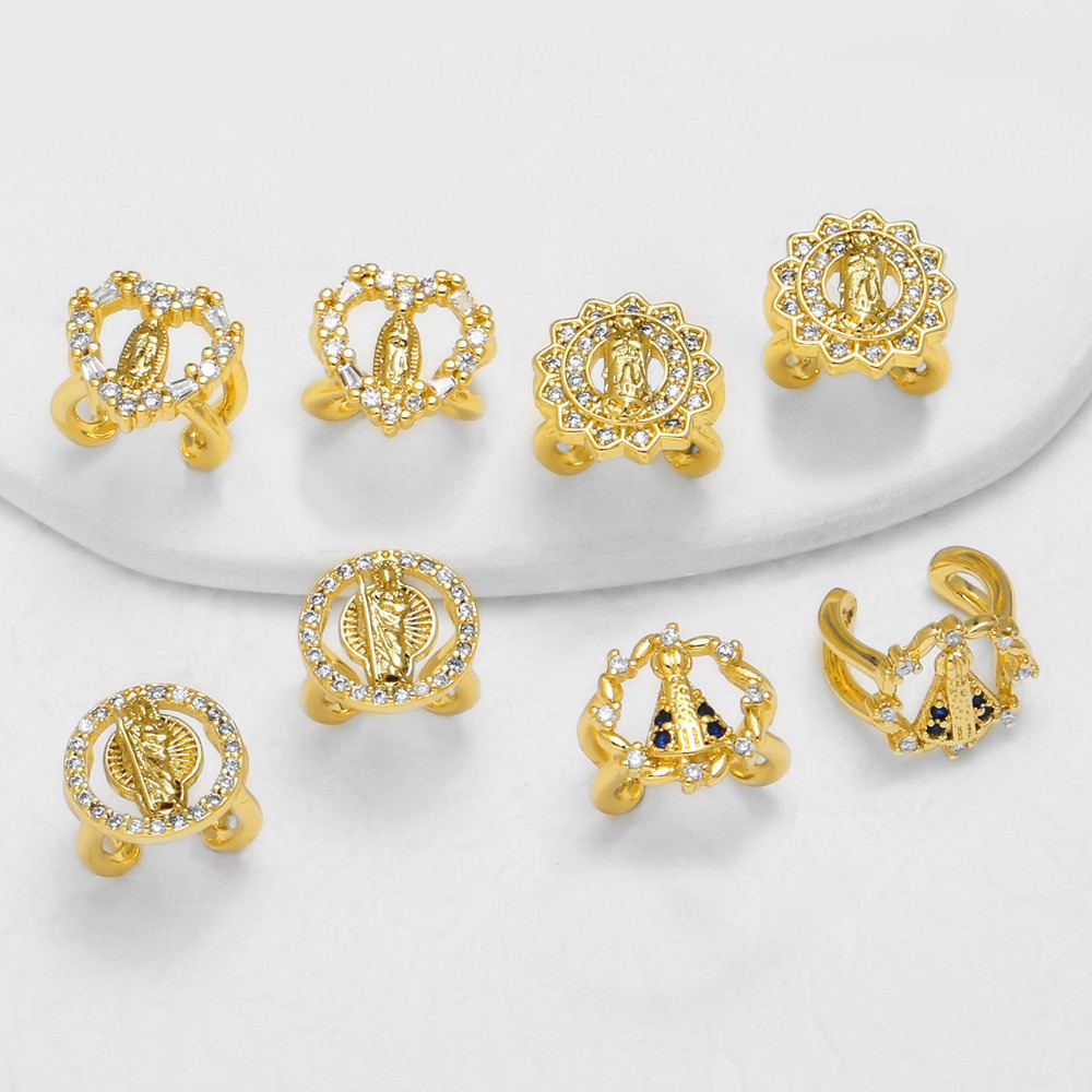 AS jewelry hot selling zircon Virgin Mary earrings gold-plated ear bone clip no ear piercing ers31