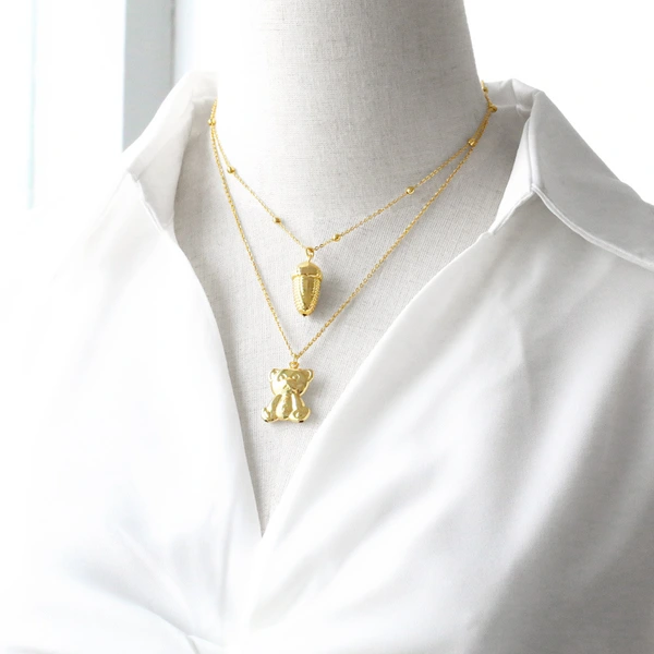 Jewelry elephant gold-plated necklace female chestnut bear smooth hip-hop pendant clavicle chain nkr21