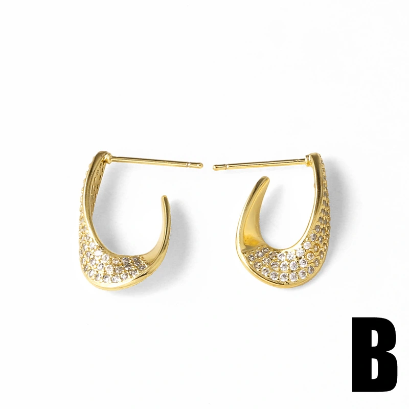 AS jewelry Europe and the United States hot selling full zircon round irregular gold-plated earrings eru48 earrings