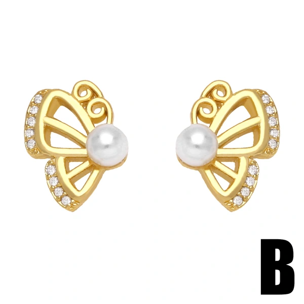 Niche high-end pearl heart earrings 2023 new trend earrings for women light luxury butterfly small earrings era012