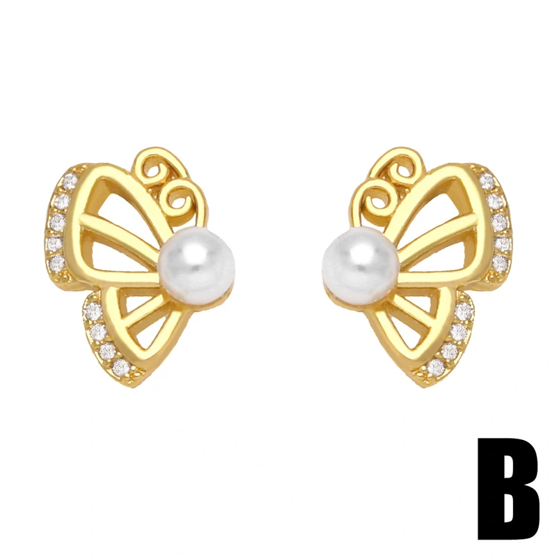 Niche high-end pearl heart earrings 2023 new trend earrings for women light luxury butterfly small earrings era012