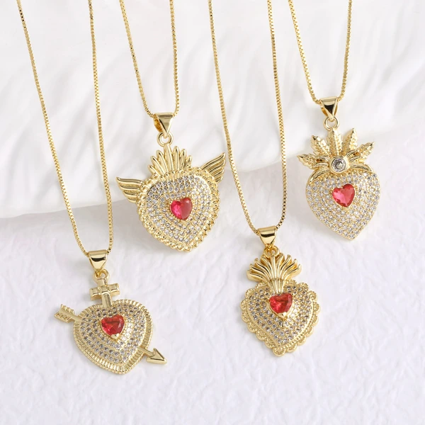 Jewelry European and American hot-selling full zircon gold-plated love heart necklace clavicle chain nkb695 necklace