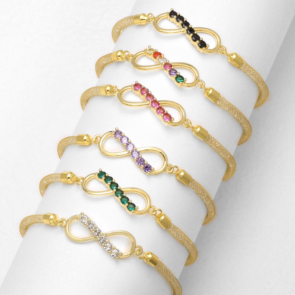 AS jewelry hot selling copper plated real gold full zircon 8 figure bracelet hand jewelry brf98 bracelet