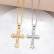 AS jewelry Europe and the United States hot selling full zircon high-end cross necklace female gold-plated clavicle chain nkb597