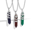 Hot selling crystal agate single pointed hexagonal column pendant bullet necklace European and American jewelry wholesale nkb579